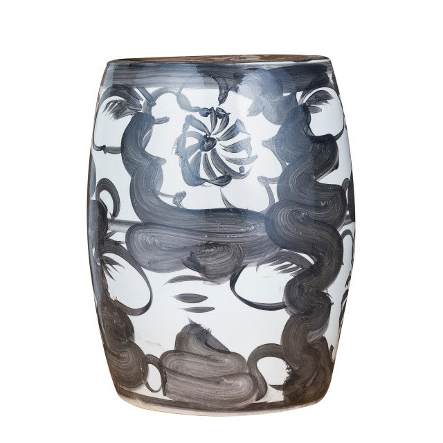 Charcoal Gray Silla Garden Stool Twisted Flower