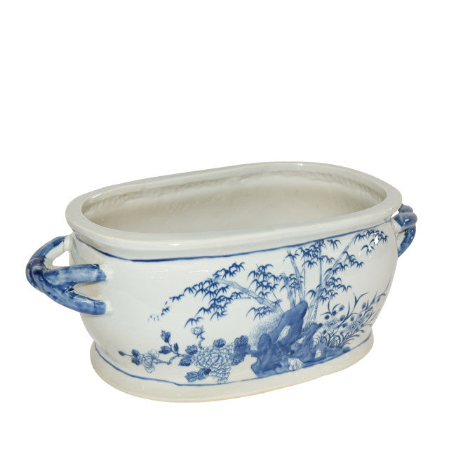 Blue and White Porcelain Four Season Porcelain Foot Bath Basin