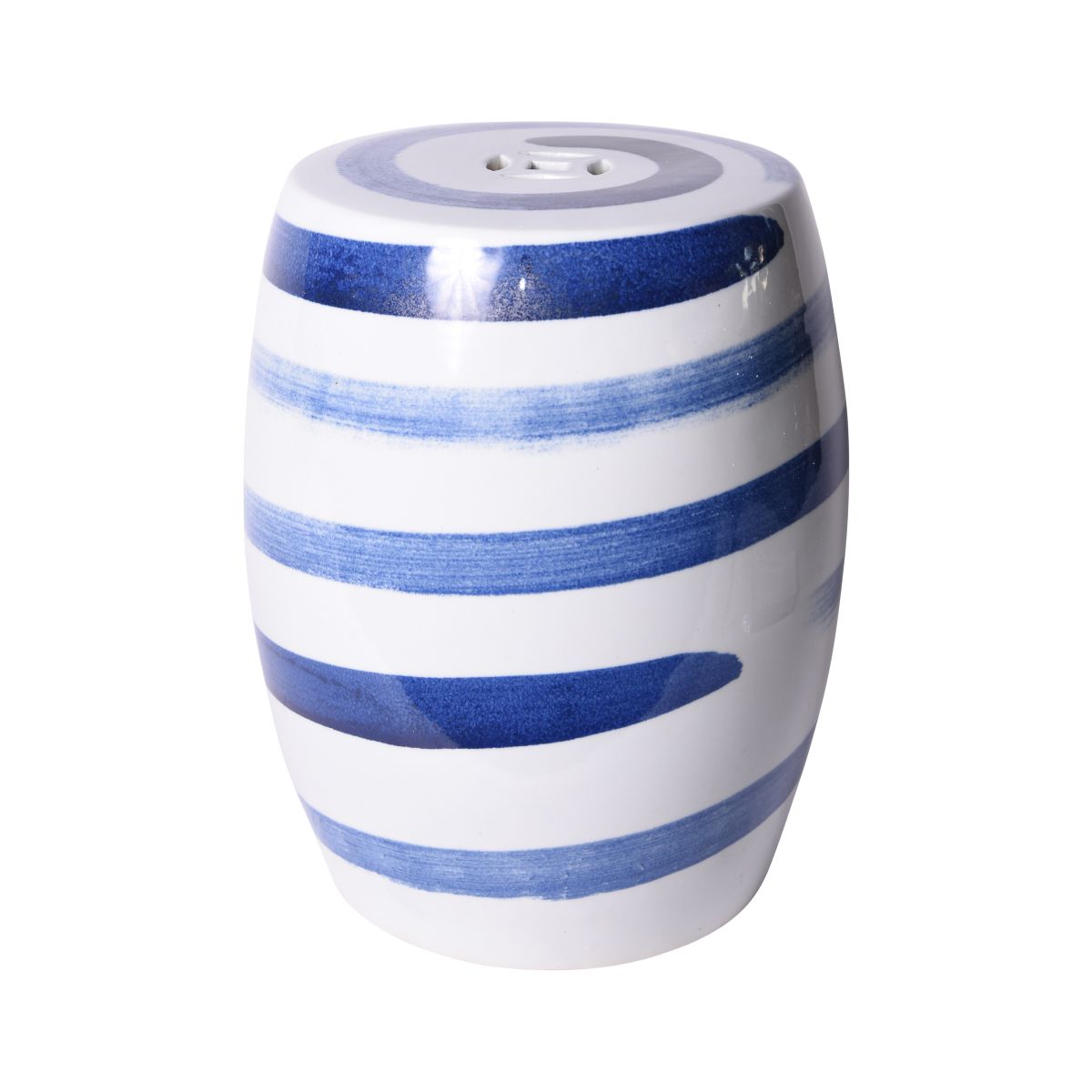 Blue & White Spin Brushstroke Garden Stool