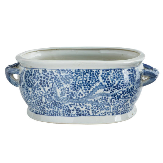 Blue And White Phoenix Porcelain Foot Bath Planter