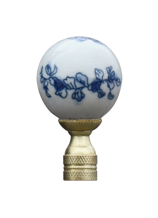 Beautiful Blue and White Floral Porcelain Ball Table Lamp Finial