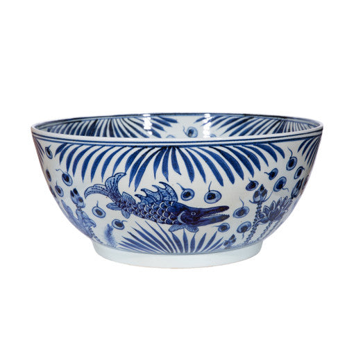 Blue And White Double Sided Fish Bowl