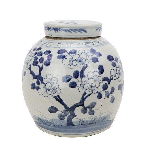Blue & White Porcelain Vintage Ming Jar Plum Blossom