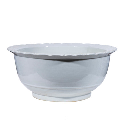 Busan White Scallop Shape Bowl 16"