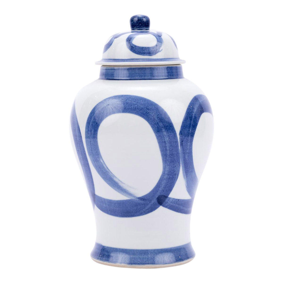 Blue and White Modern Drip Style Porcelain Temple Jar 18"