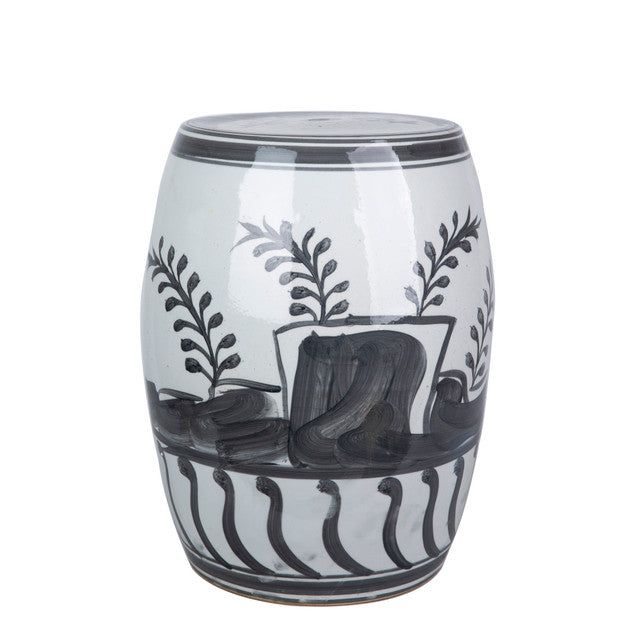 Charcoal Porcelain Garden Stool Flying Bird