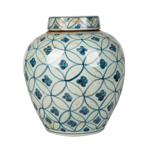 Blue And White Porcelain Ming Jar Coin Motif