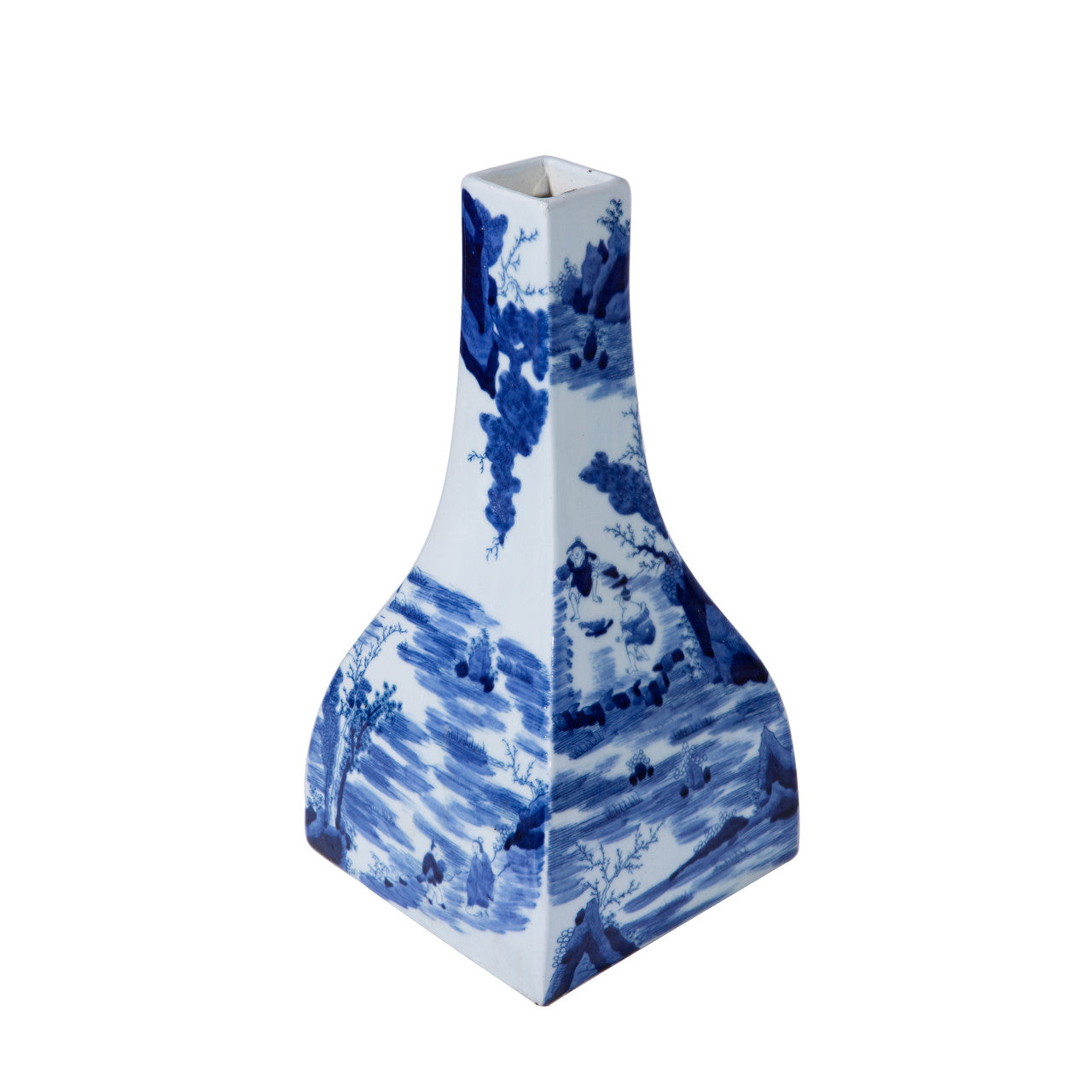 Blue & White River Village Tapered Square Vase