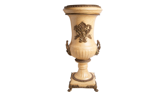 Opulent Large Butterscotch Porcelain Trophy Vase Ormolu Accents 26"