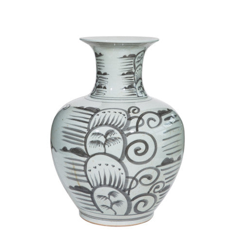 Black Wildflower Porcelain Vase