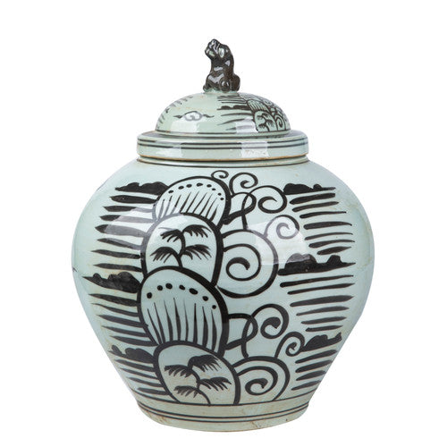 Black Breeze Lion Head Lidded Jar