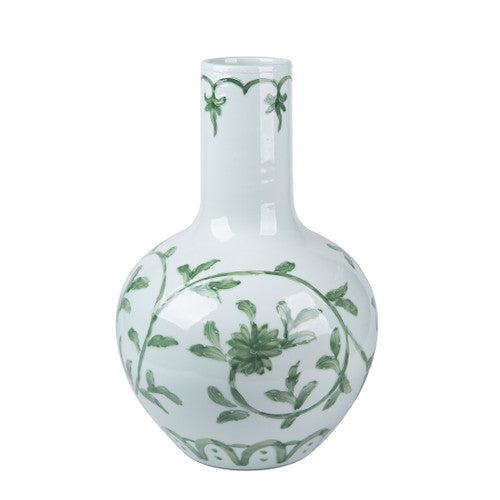 Celadon Green Porcelain Vine Globular Vase
