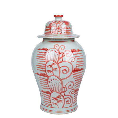 Coral Red Temple Jar Breeze Motif