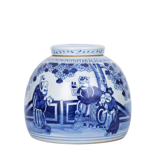 Blue And White Porcelain Ming Jar Three Wise Men