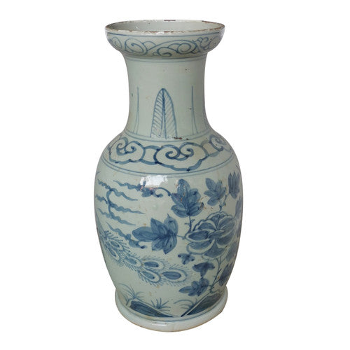 Blue And White Porcelain Bird Vase With Dish-shaped Mouth