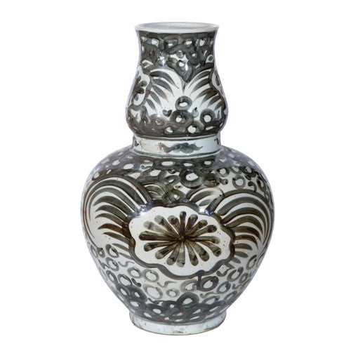 Black Sea Flower Gourd Vase