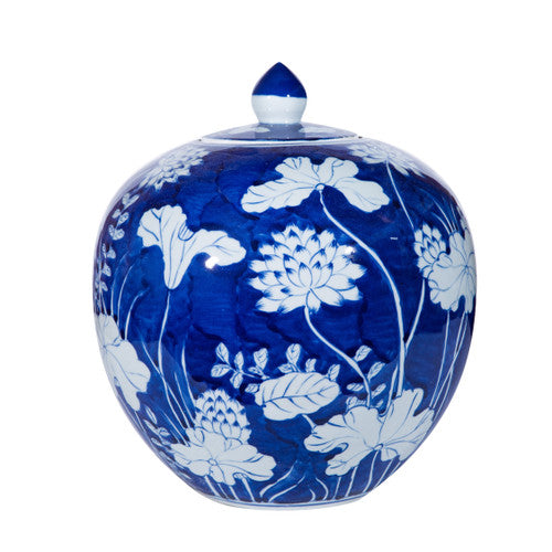 Blue and White Lotus Melon Jar