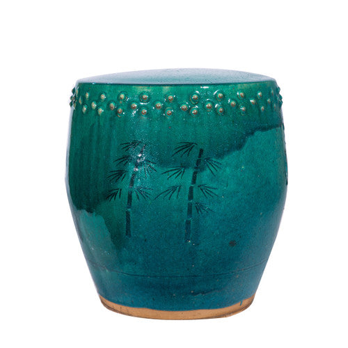 Vintage Style Porcelain Green Small Stool Drum Nail