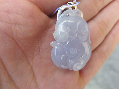 Natural Jade Ruyi Peanut Lucky Mouse Rat Authentic Purple Grade A Jade 18K Gold