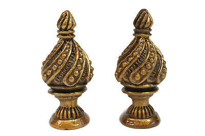 Pair of Unique Brass Spiral Cone Lamp Finial