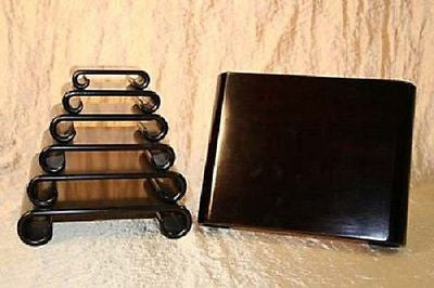 Beautiful Glossy Dark Brown Rectangular Wooden Book Scroll Style Wooden Stand