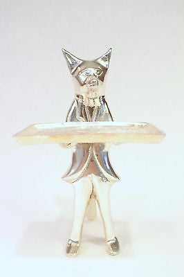Cute Aluminum Base Silver Plated Card Holder Fox Figurine From India 6.5"