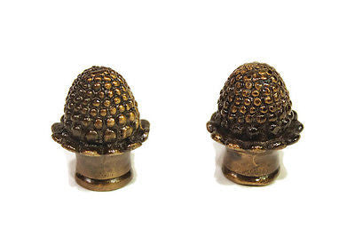 Pair of Unique Brass Acorn Lamp Finial