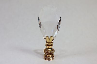 Pair of Unique Crystal Flat Diamond Shaped Lamp Finial
