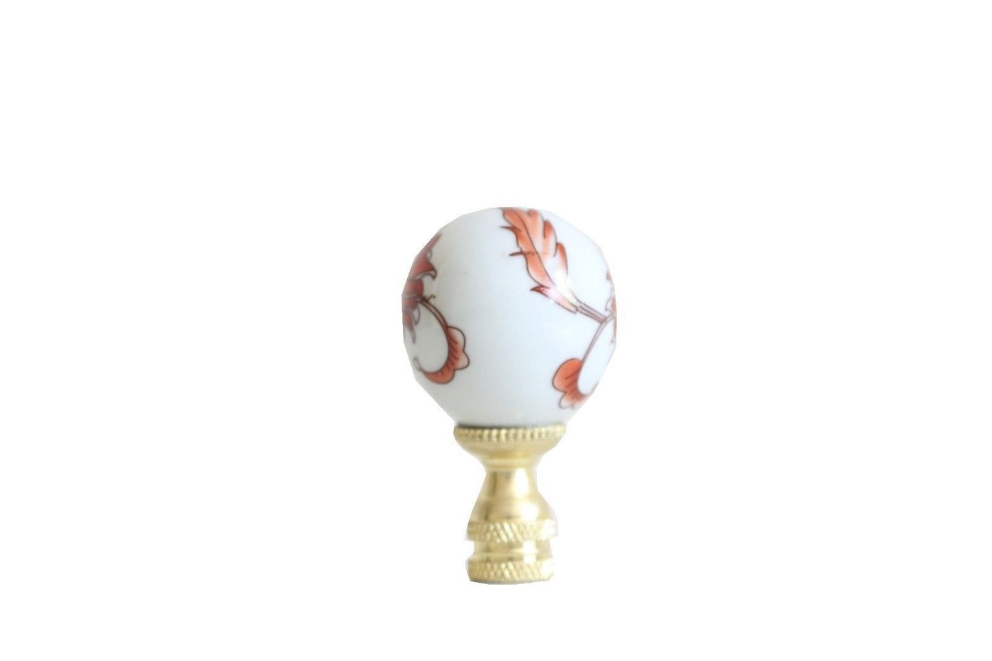 Beautiful Orange and White Porcelain Ball Floral Pattern Table Lamp Finial