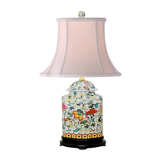 Oriental Chinese Porcelain Floral Scallop Ginger Jar Table Lamp 22"