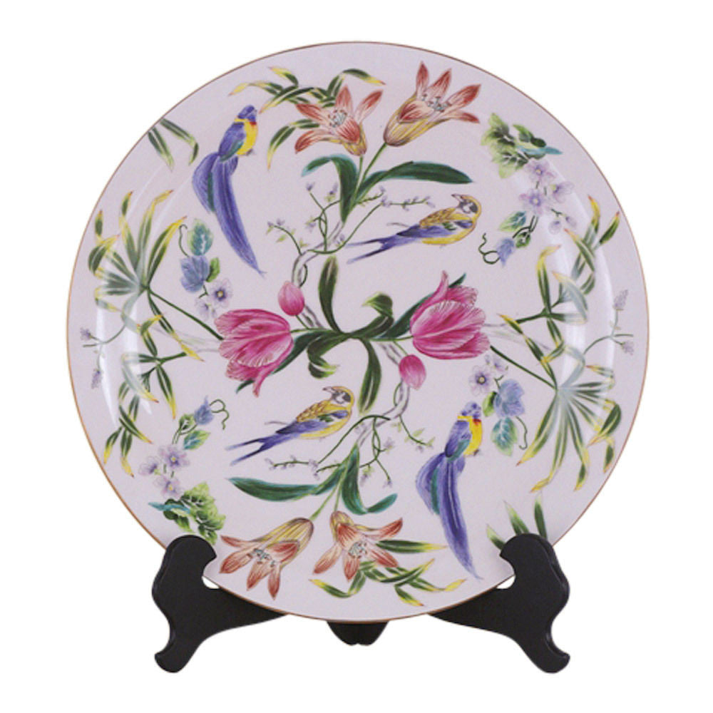 Beautiful Mutli-Color Bird and Floral Motif Porcelain Plate 16"