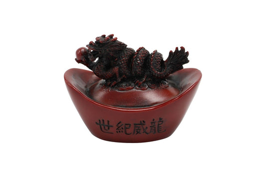 Chinese Red Resin Novelty Dragon On Coin Gift Item 2"