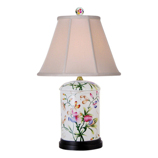 Chinese Floral Motif Porcelain Jar Table Lamp 20"