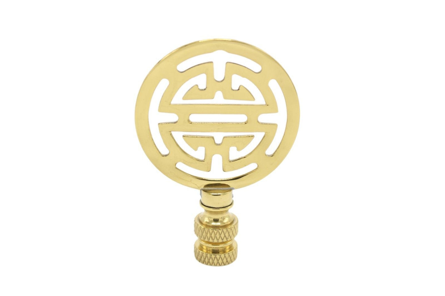 Brass Round Double Happiness Lamp Finial 2.5"