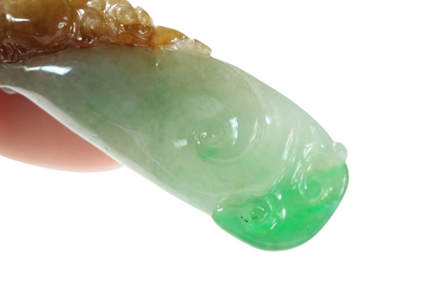 Beautiful Tri Color Authentic Grade A Jadeite Squirrel Pendant 18K Gold .05ct di