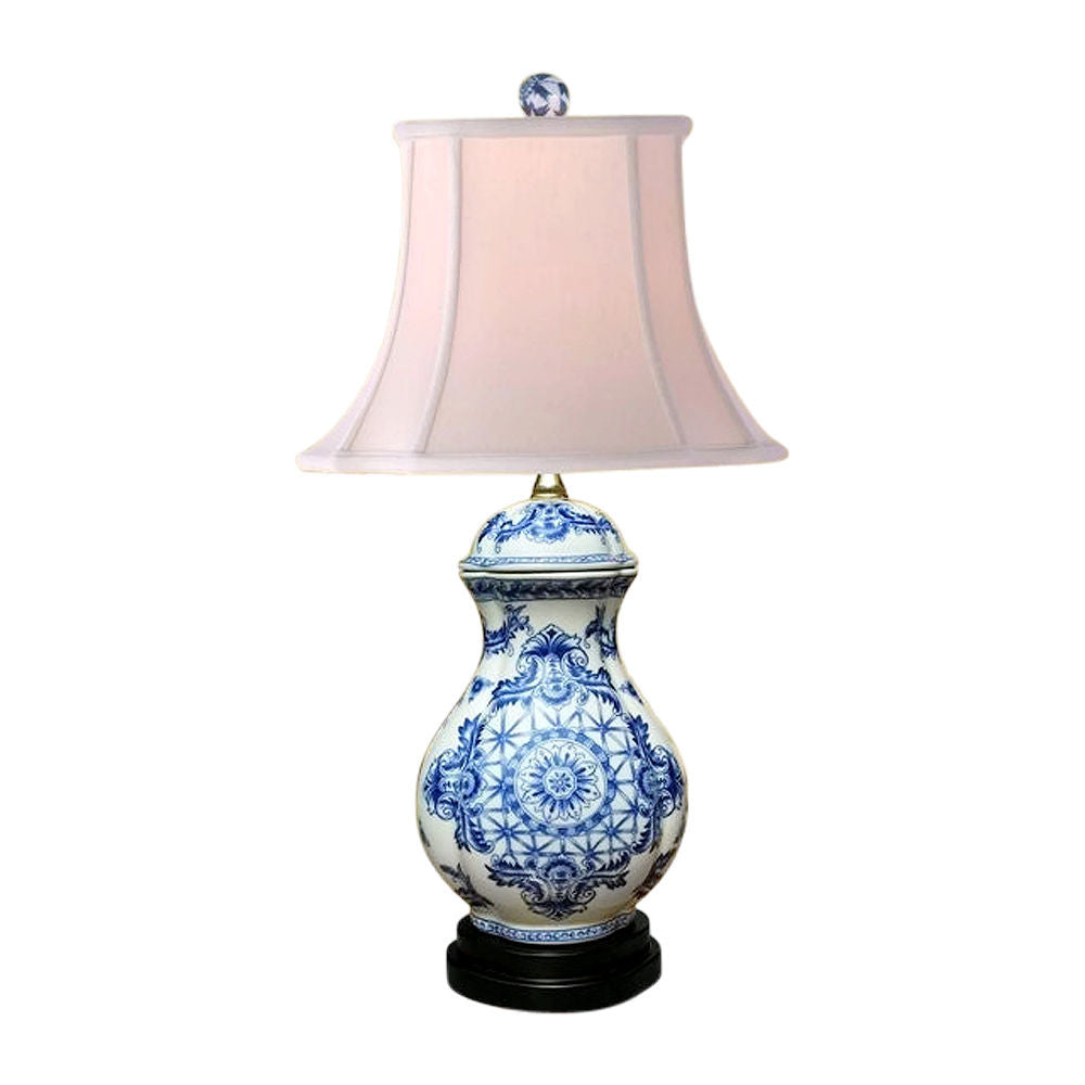 Chinese Blue and White Porcelain Ginger Jar Round Insignia Table Lamp 23.5"