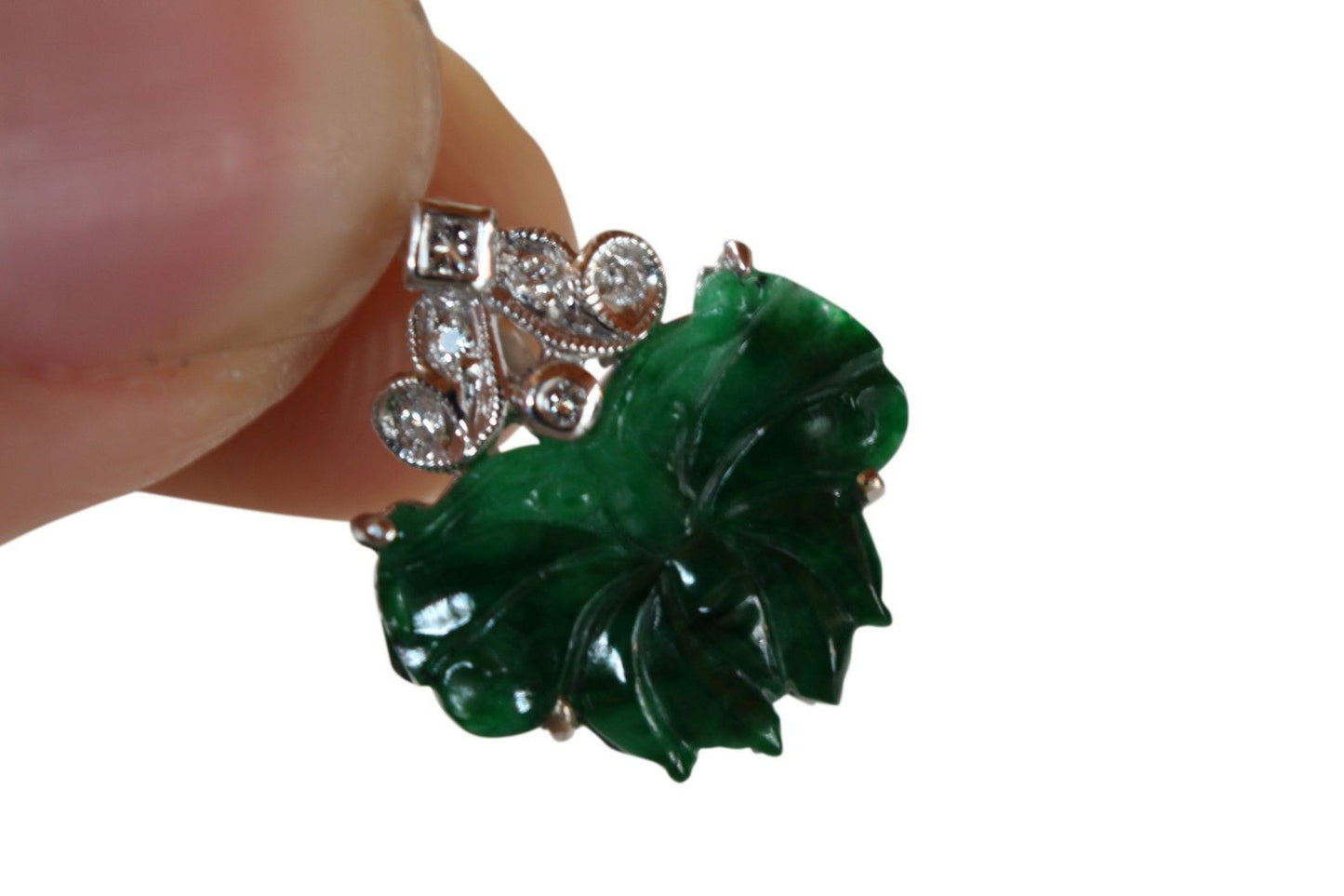 Butterfly Imperial Jadeite Pendant 0.06 carat Diamonds 18K Gold