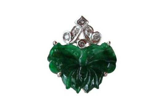Butterfly Imperial Jadeite Pendant 0.06 carat Diamonds 18K Gold