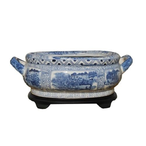 Unique Blue & White Porcelain Foot Bath Basin Chinese Blue Willow