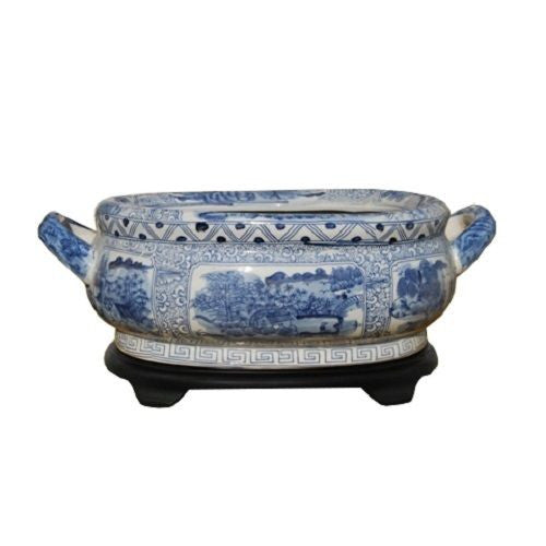 Unique Blue & White Porcelain Foot Bath Basin Chinese Blue Willow