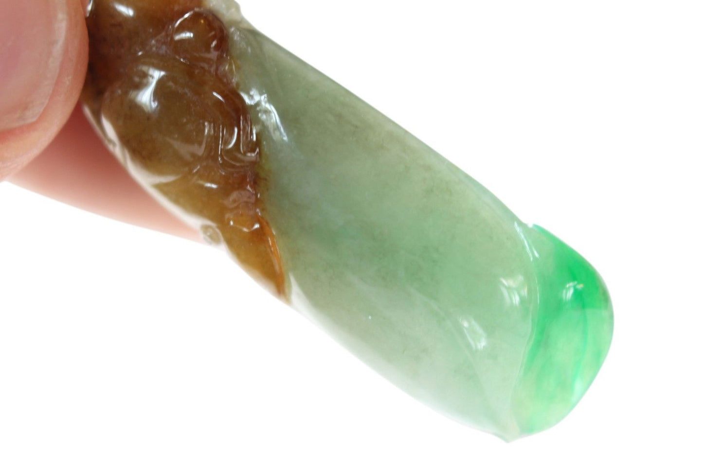 Beautiful Tri Color Authentic Grade A Jadeite Squirrel Pendant 18K Gold .05ct di