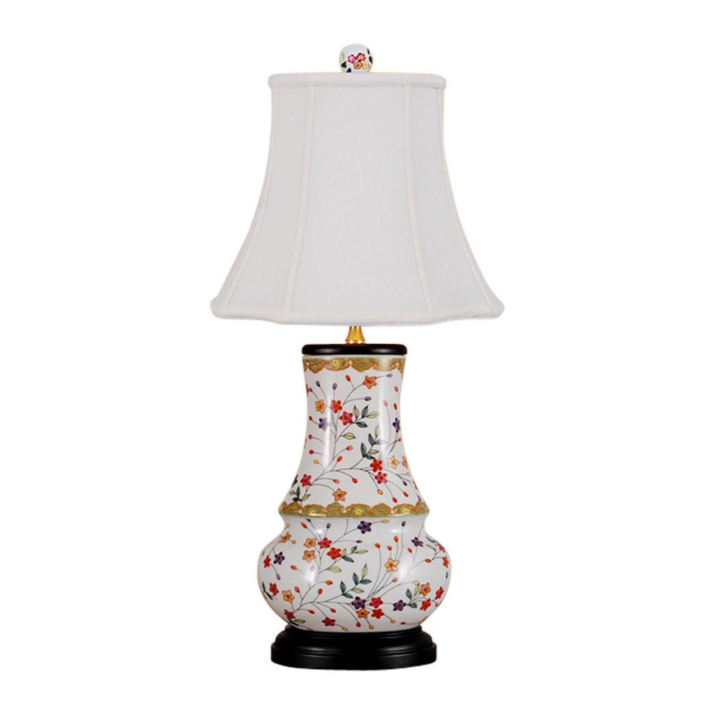 Beautiful Floral Porcelain Vase Table Lamp 25"
