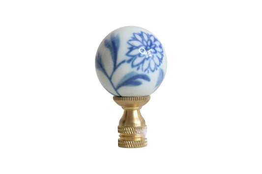 Beautiful Blue and White Floral Porcelain Ball Table Lamp Finial