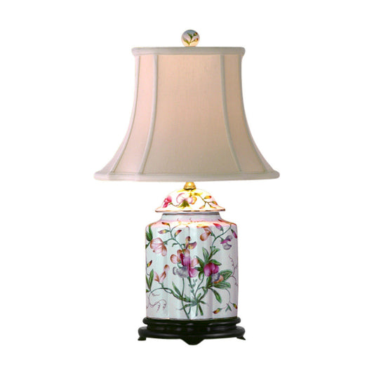 Chinese Floral Motif Scalloped Porcelain Ginger Jar Table Lamp 22"