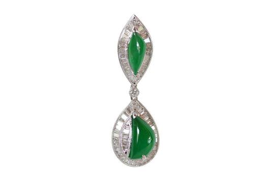 Imperial Jadeite Hoop Pendant 0.75 carat Diamonds 18K Gold