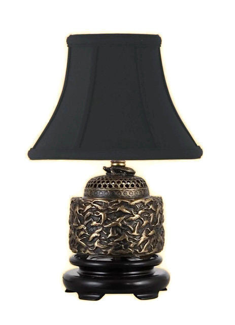 Oriental Brass Bronze Sea Life Incense Burner Table Lamp Shade Finial 15"