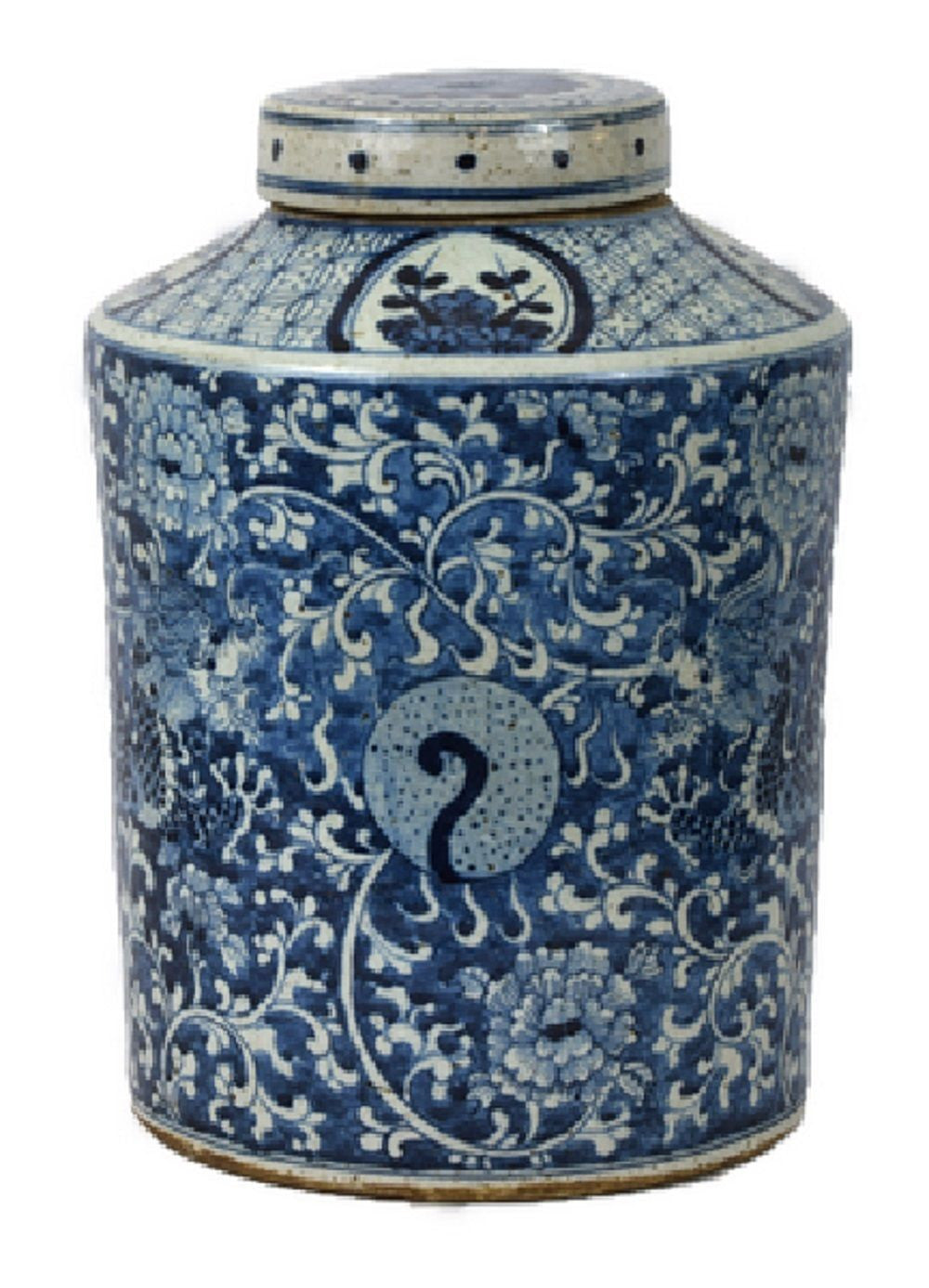 Blue and White Dragon Motif Porcelain Tea Caddy Jar 16"