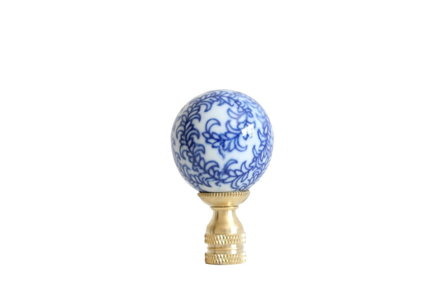Beautiful Blue and White Floral Motif Porcelain Ball Finial