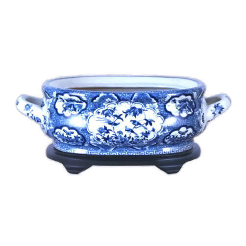 Unique Blue & White Porcelain Foot Bath Basin Chinese Bird Motif