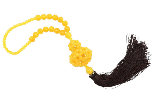 Cute Yellow Stone Beaded Gourd Tassel 15" Length